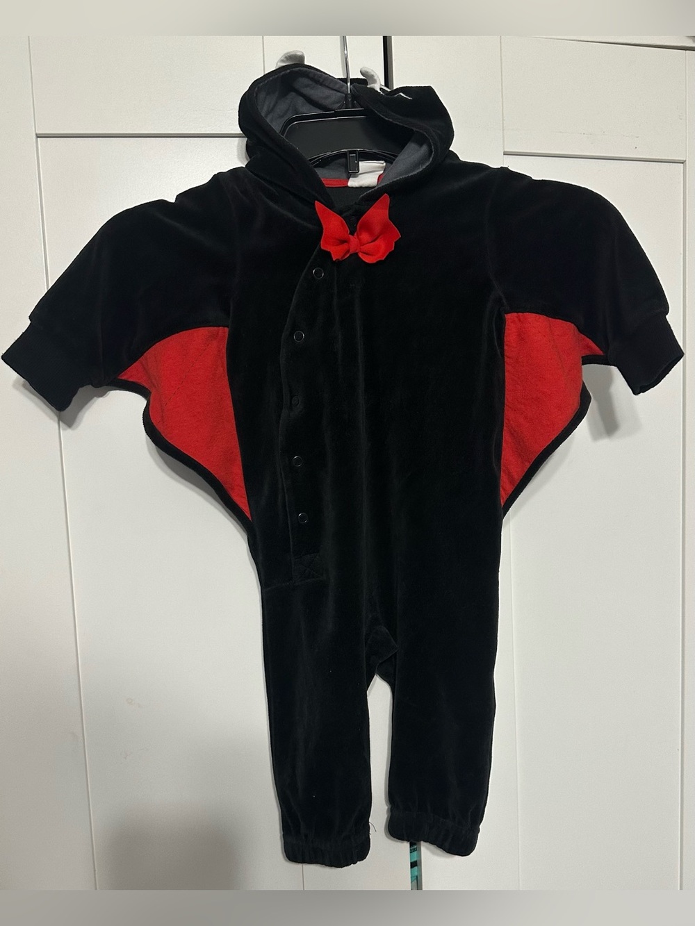 H&M Black Hooded Bat Costume with Red Accents